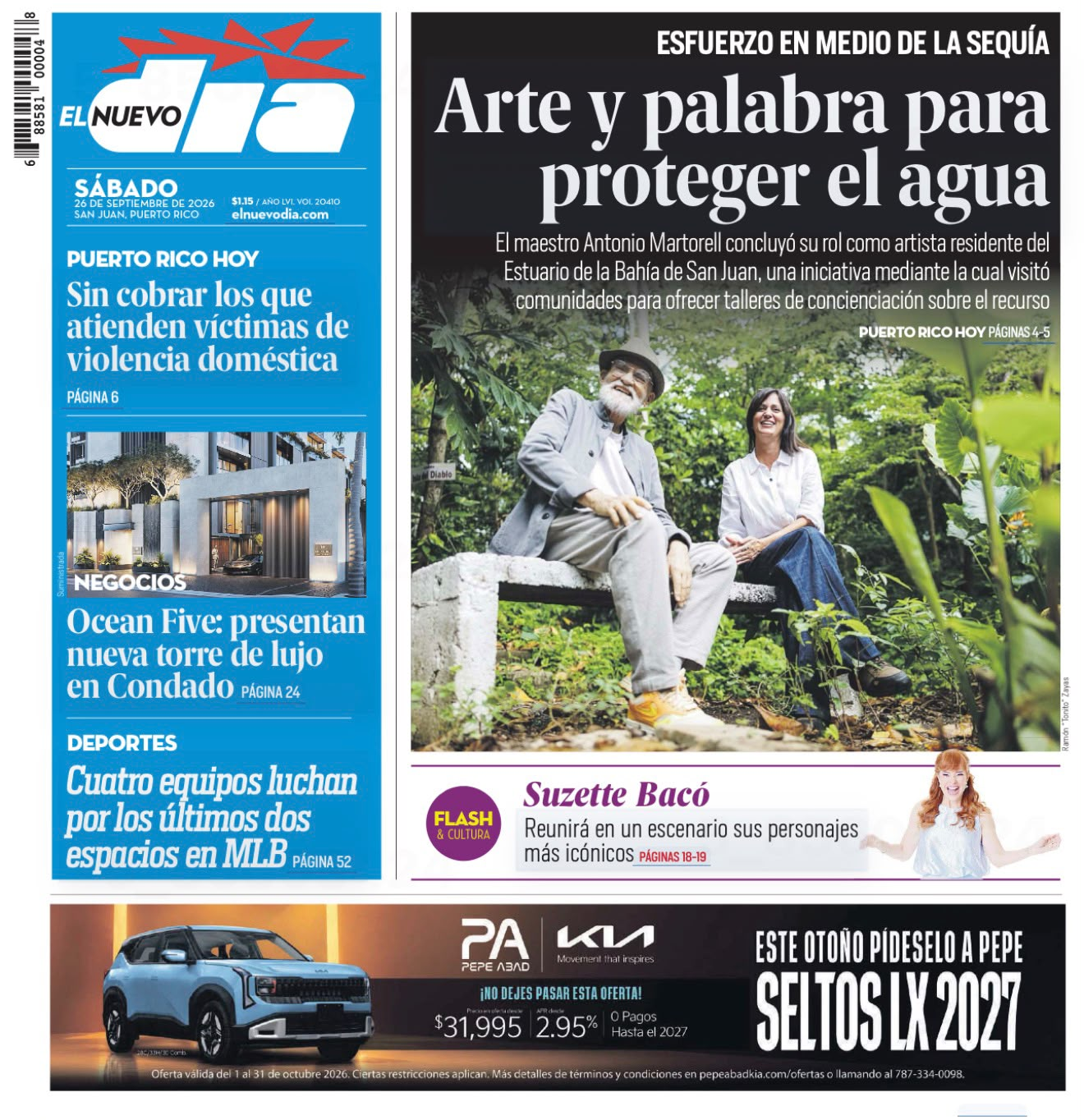 Portada de El Nuevo Día, 26 de septiembre de 2026